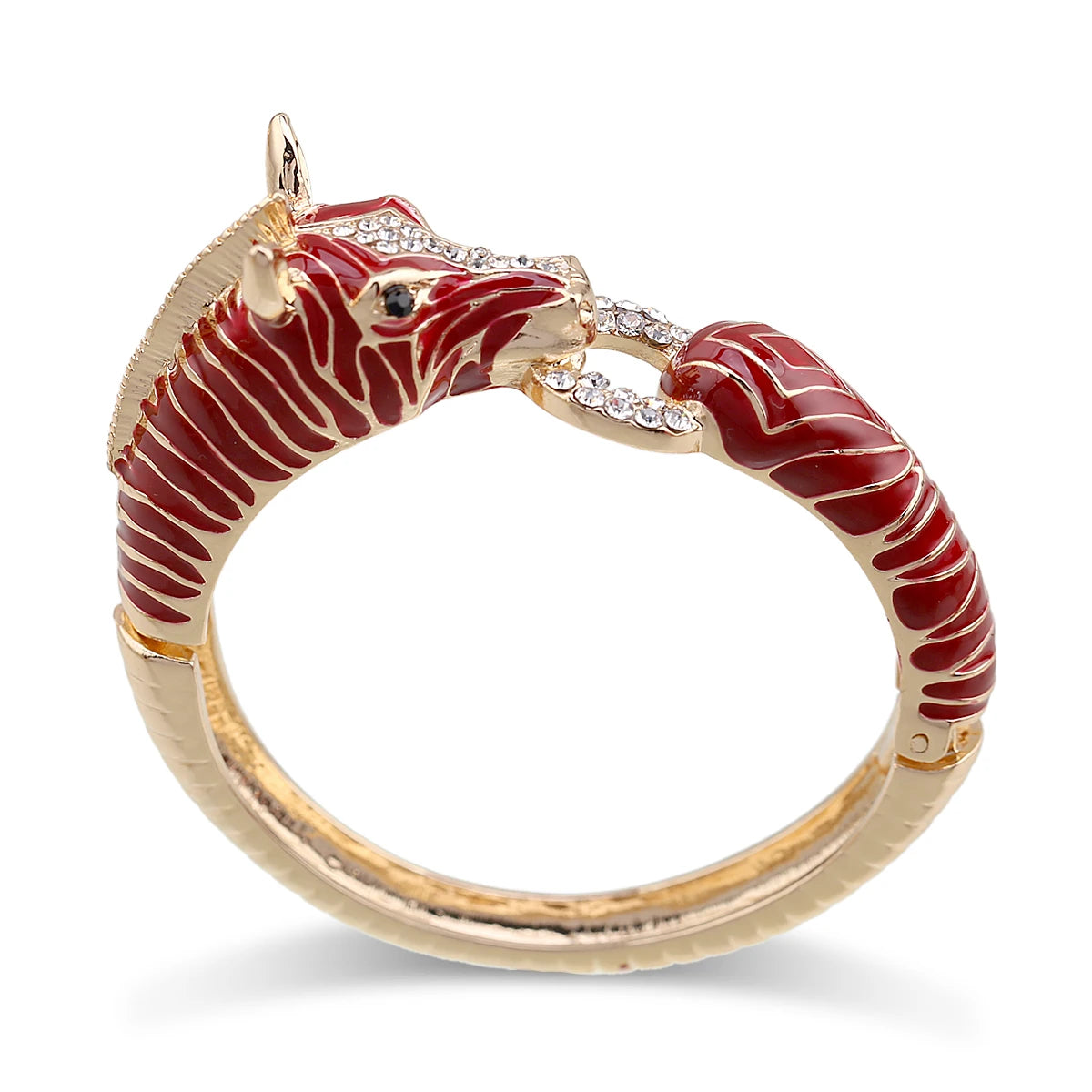 Gold Plated Crystal Zebra Style Cuff Bracelet for Women