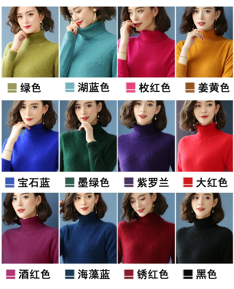 Warm High Collar Heavyweight Knit Pullover Sweater for Women