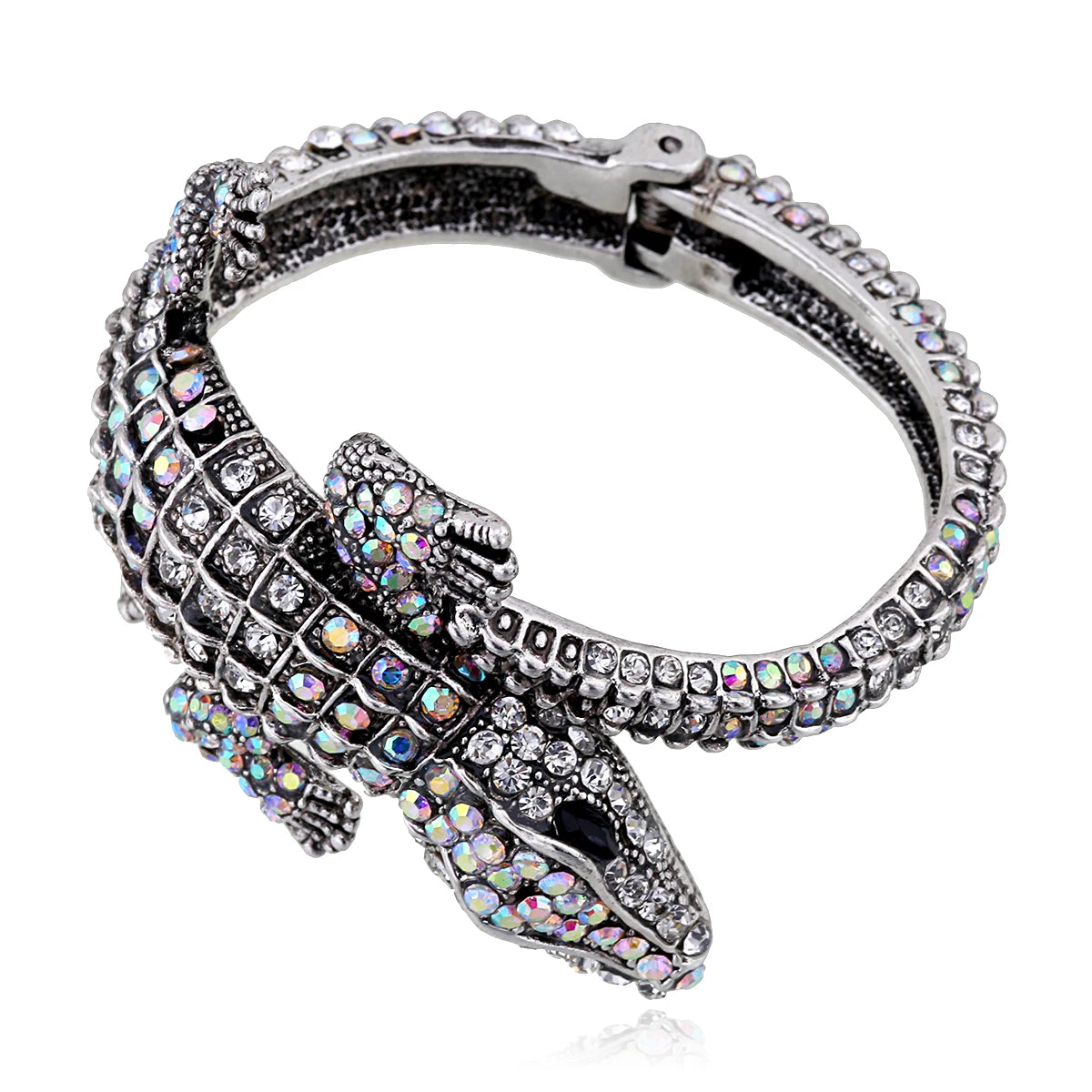 Vintage Crocodile Rhinestone Cuff Bracelet for Women