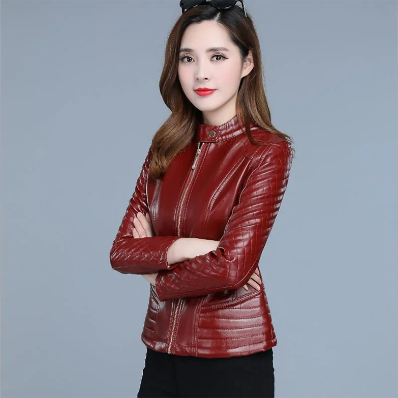 Slim Fit Cropped Faux Leather Coat