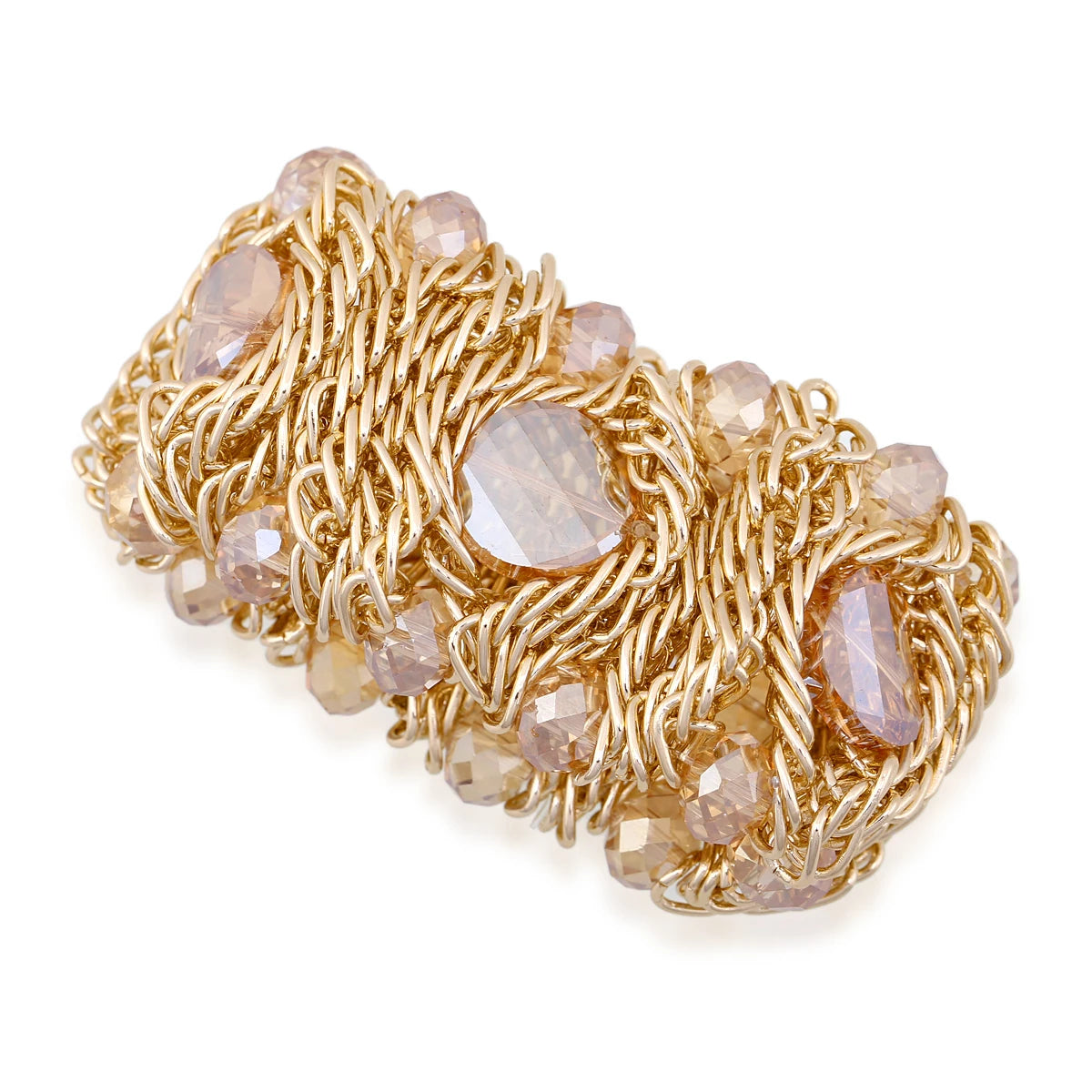 Beaded Crystal Statement Elastic Bracelet for Women
