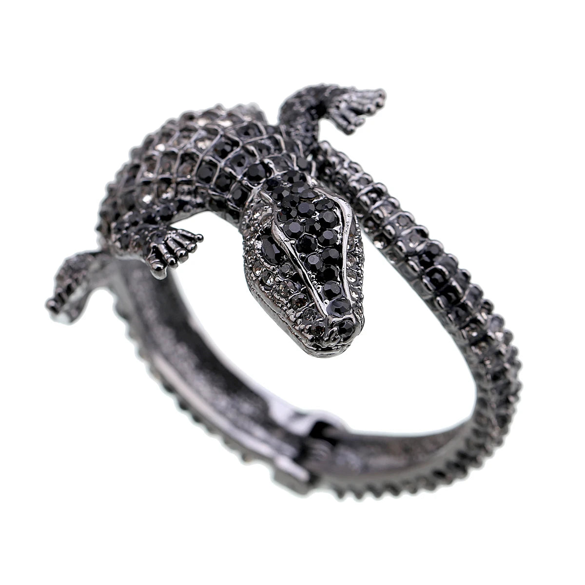 Vintage Crocodile Rhinestone Cuff Bracelet for Women