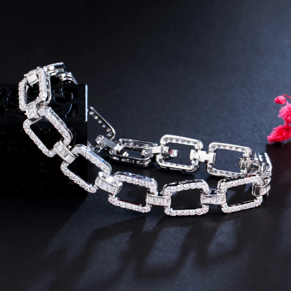 Gold Cubic Zirconia Cuban Link Bracelet