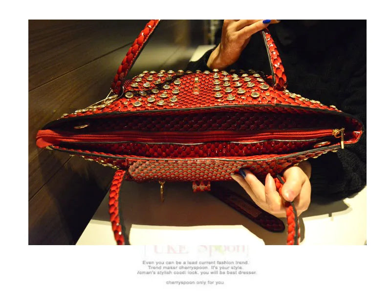 Rhinestone Patent Leather Crossbody Handbag for Women