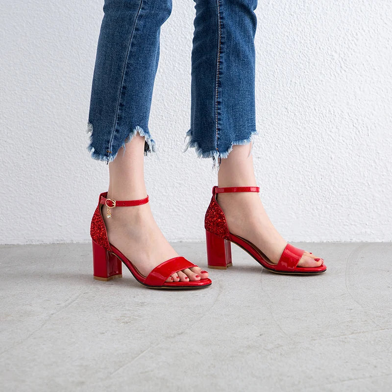 Classic Square Heel Buckle Sandals