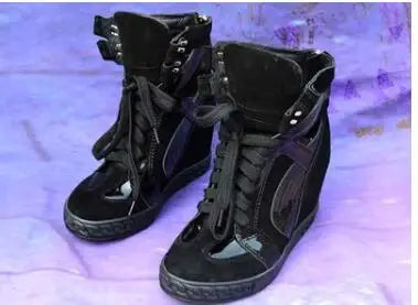 Casual Patchwork Buckle Strap Hollow Out Wedge Ankle Boots for Women