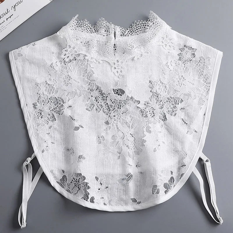 White Fake Collar Shirt Women Shawl Detachable Shirt Collar Lace False Collar Lapel Blouse Women Clothes Accessories Faux Col