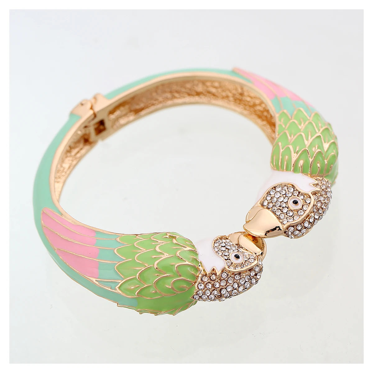 Statement Double Macaw Enamel Cuff Bracelet for Women