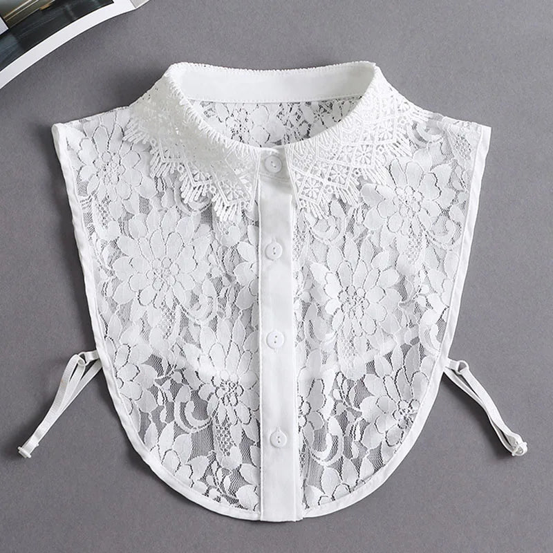 White Fake Collar Shirt Women Shawl Detachable Shirt Collar Lace False Collar Lapel Blouse Women Clothes Accessories Faux Col