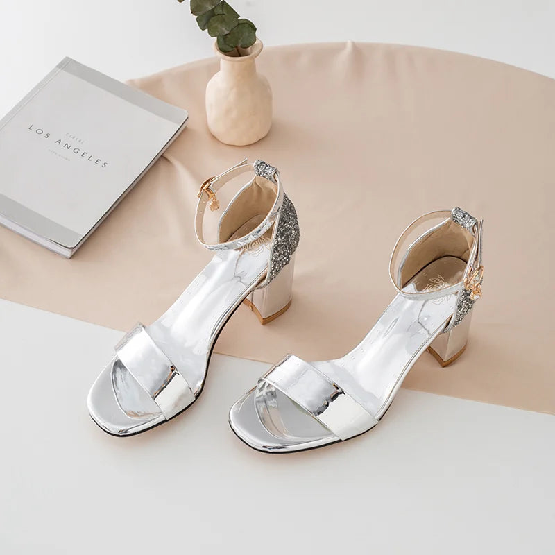 Classic Square Heel Buckle Sandals