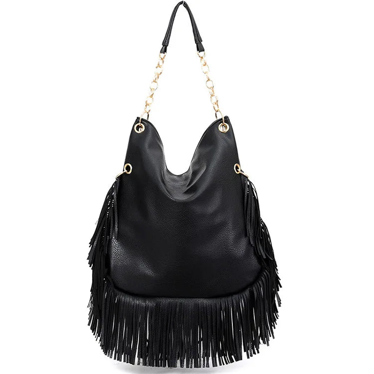 Rivet Tassel Large Capacity Crossbody Shoulder Bag for Women