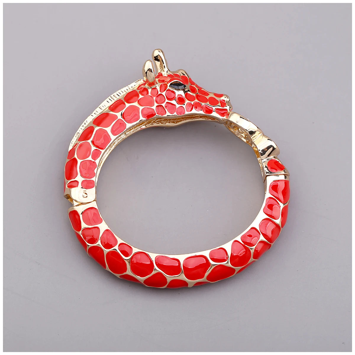 Gold Plated Zebra Enamel Statement Cuff Bracelet for Women