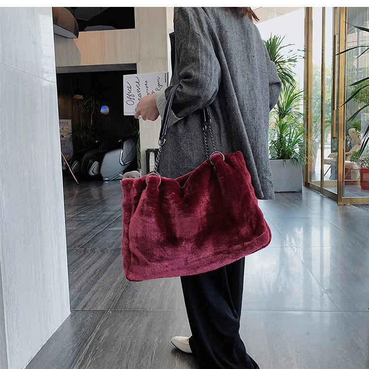 Soft Plush Large Capacity Luxury Shoulder Bag for Women
