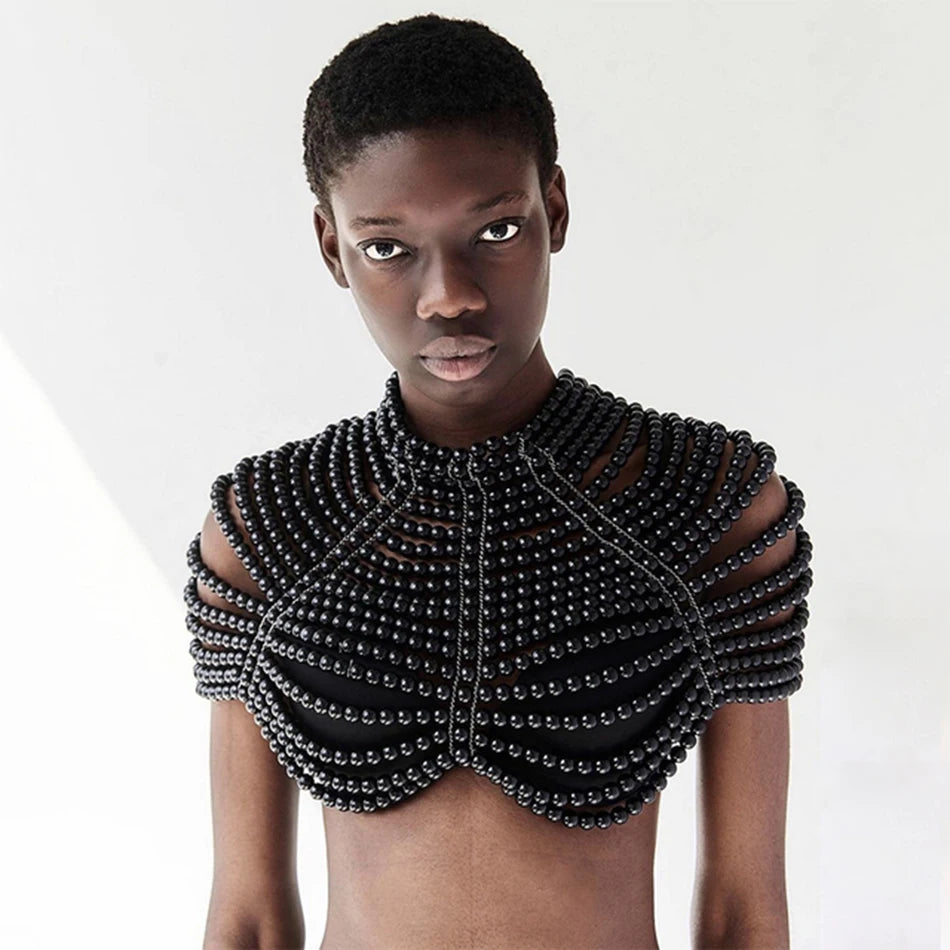 Pearl Beaded Shawl Top