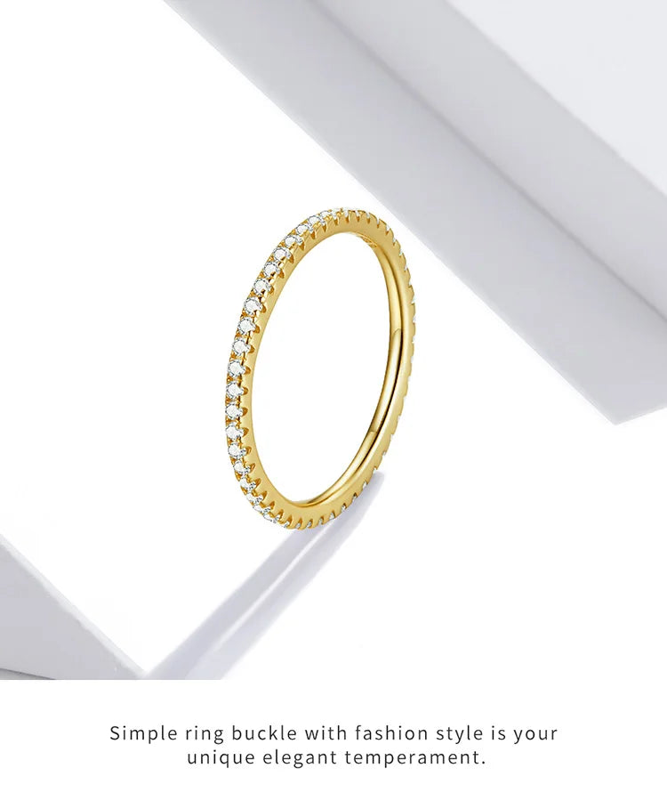 Gold Plated Simulated Diamond Stackable Rings for Women