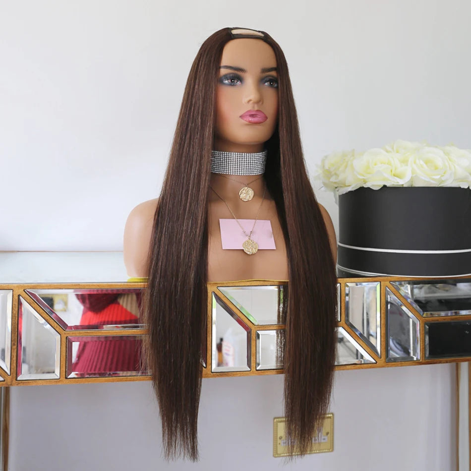 Glueless Honey Blonde V Part Human Hair Wig for Women