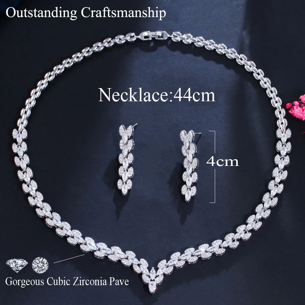 Marquise Leaf Cubic Zirconia Jewelry Set