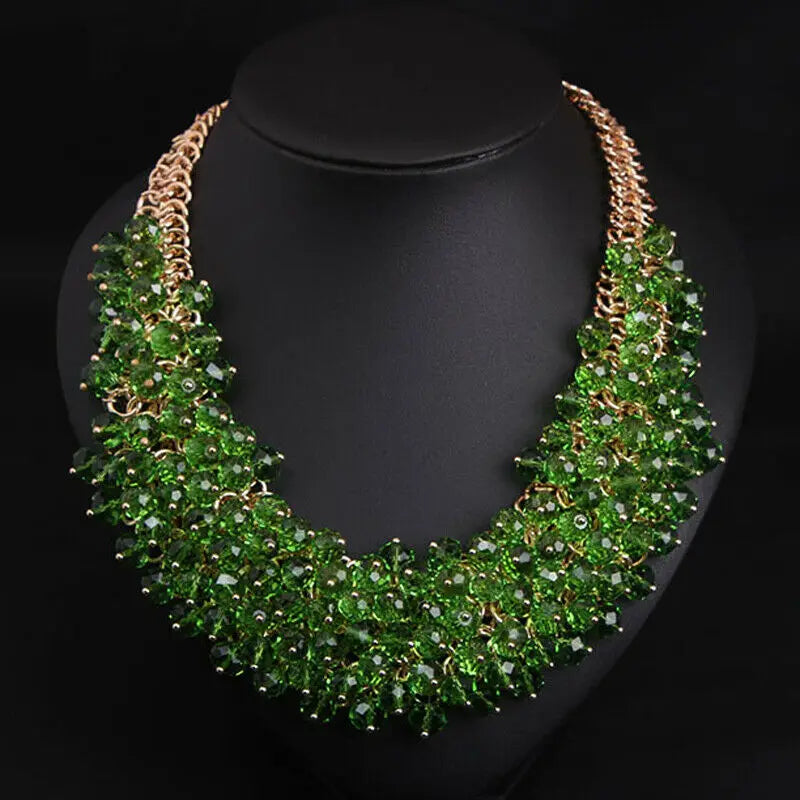 Rhinestone Crystal Statement Bib Necklace for Women