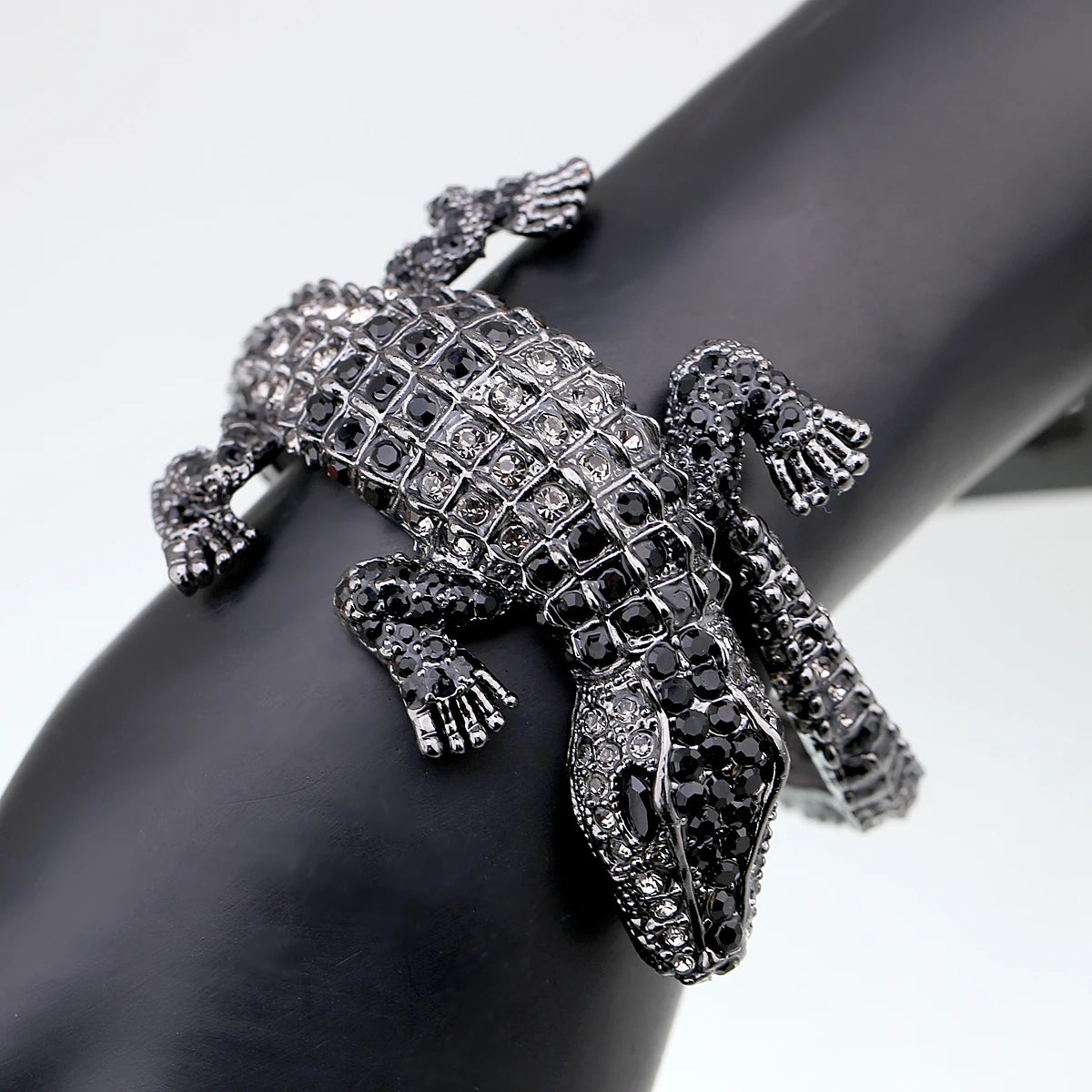Vintage Crocodile Rhinestone Cuff Bracelet for Women
