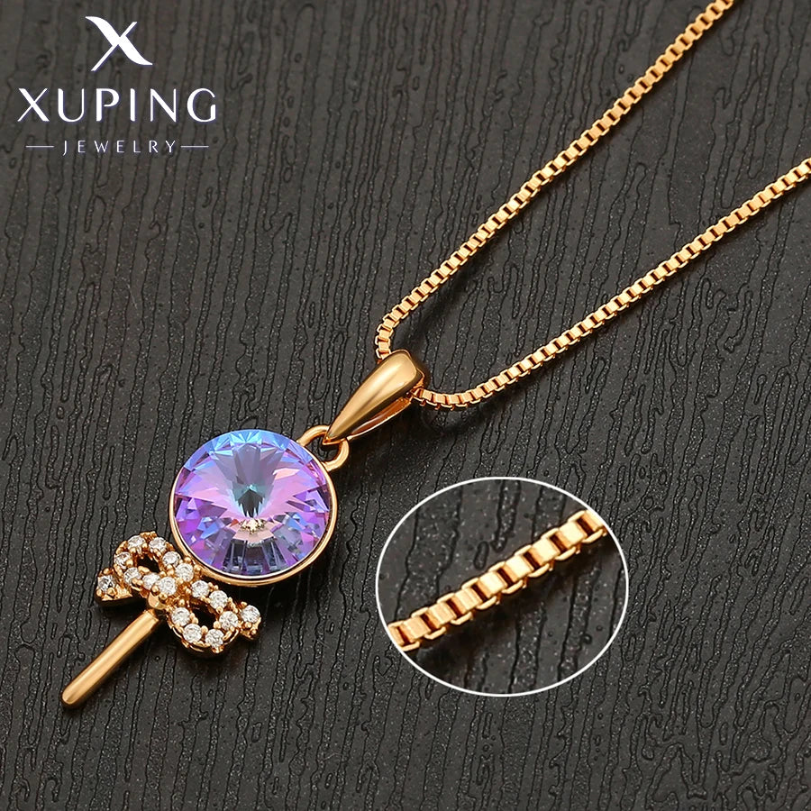 Gold Tone Crystal Pendant Necklace