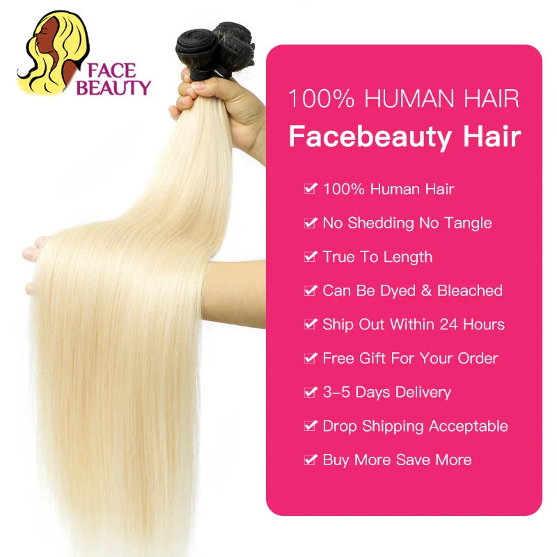 Dark Root Blonde Ombre Straight Hair Bundles With Lace Frontal For Women