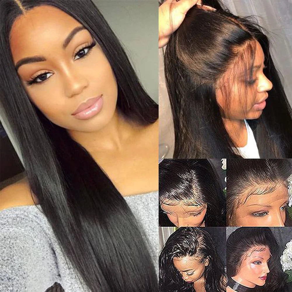 Transparent Lace Front Human Hair Brazilian Straight Wig For Women