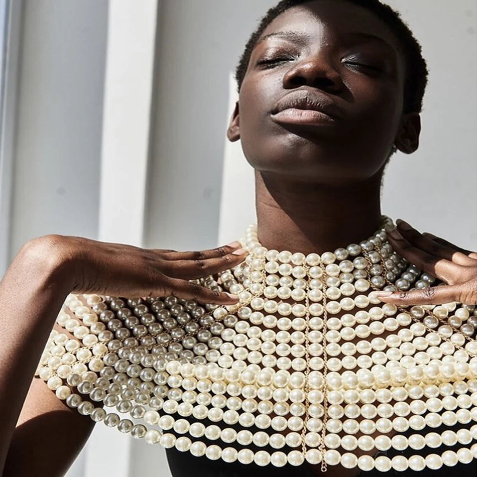 Pearl Beaded Shawl Top