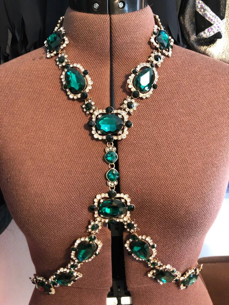 Long Crystal Rhinestone Body Chain Necklace for Women