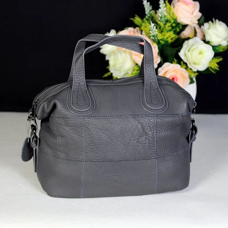 Patchwork Genuine Leather Crossbody Bag for Women