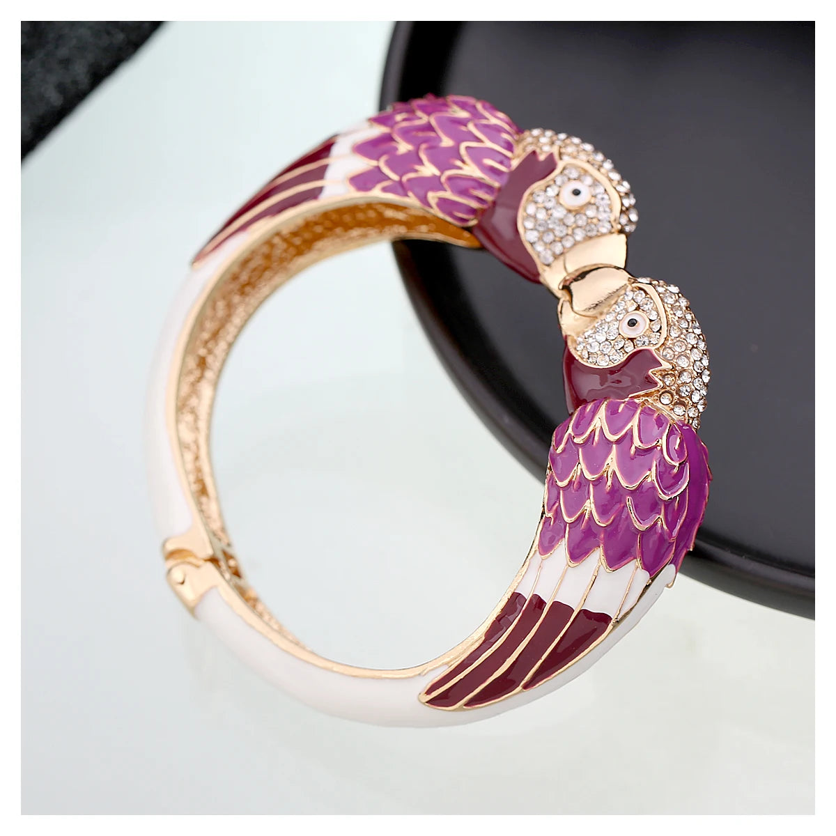 Statement Double Macaw Enamel Cuff Bracelet for Women