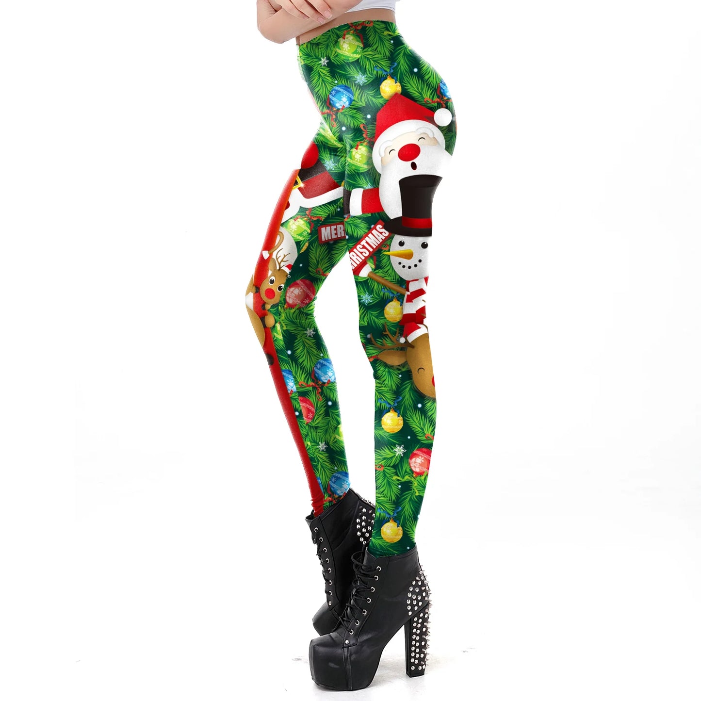 Cozy High Waist 3D Christmas Print Leggings for Women