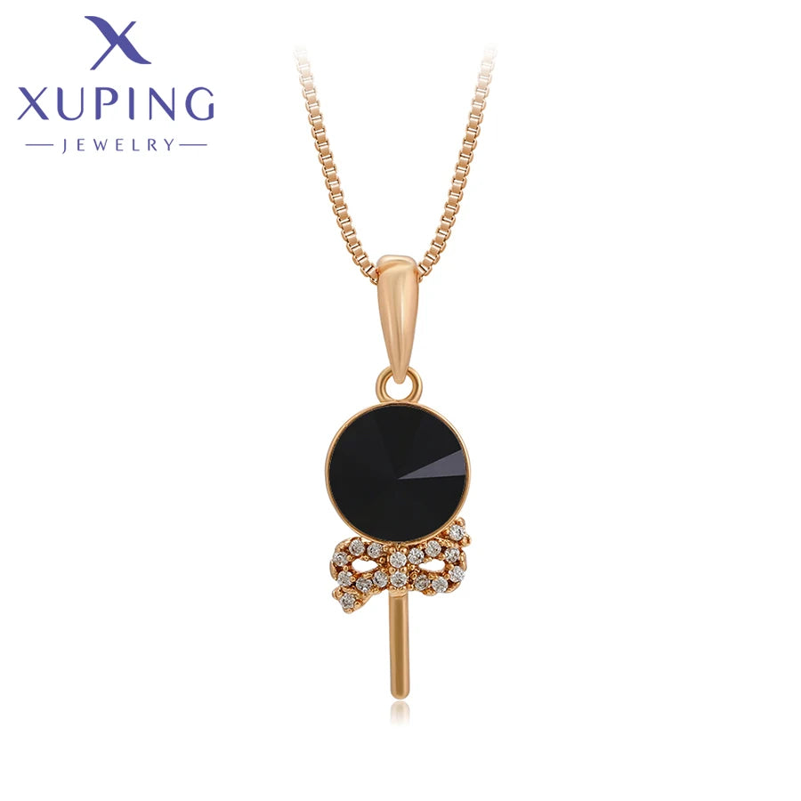 Gold Tone Crystal Pendant Necklace