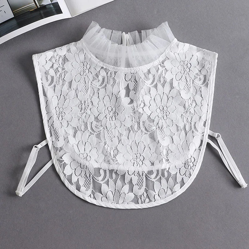White Fake Collar Shirt Women Shawl Detachable Shirt Collar Lace False Collar Lapel Blouse Women Clothes Accessories Faux Col