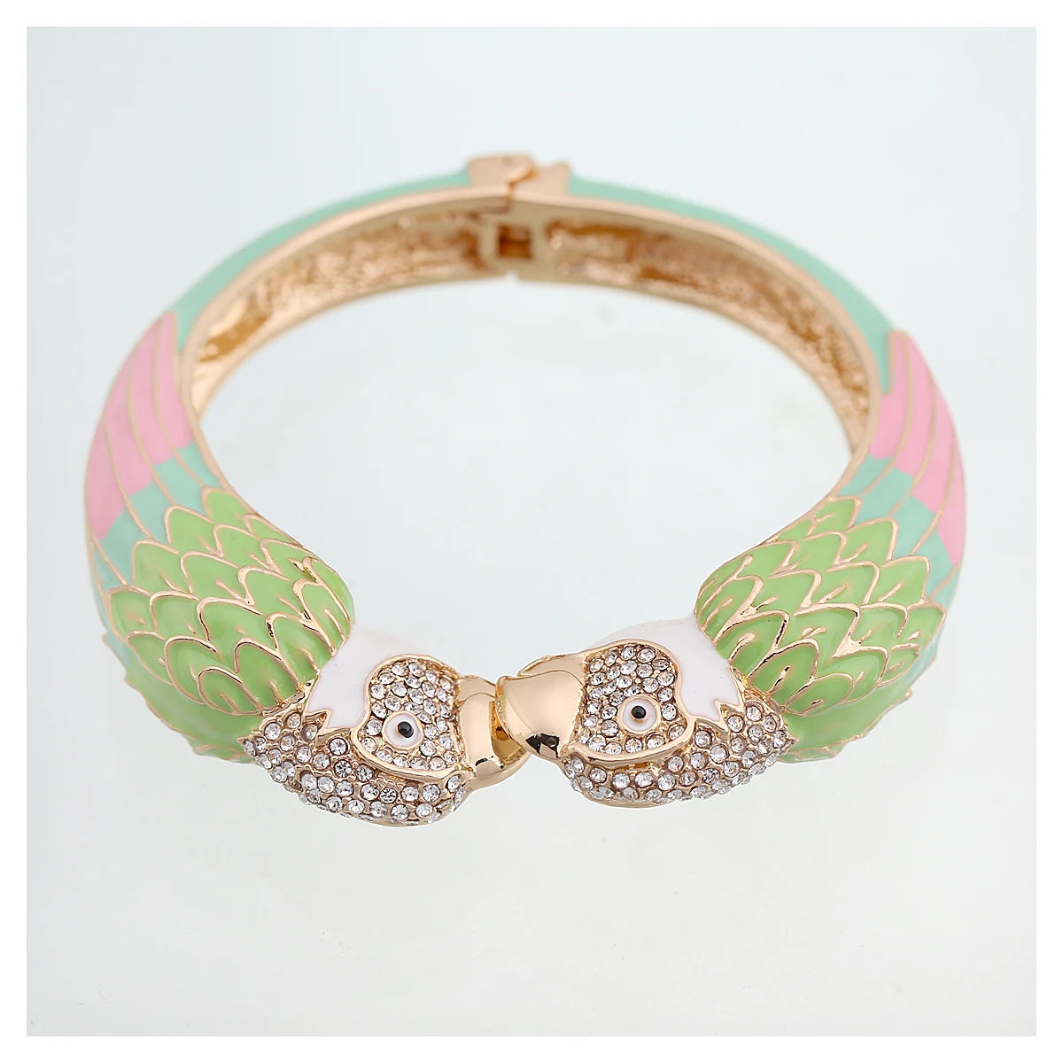Statement Double Macaw Enamel Cuff Bracelet for Women
