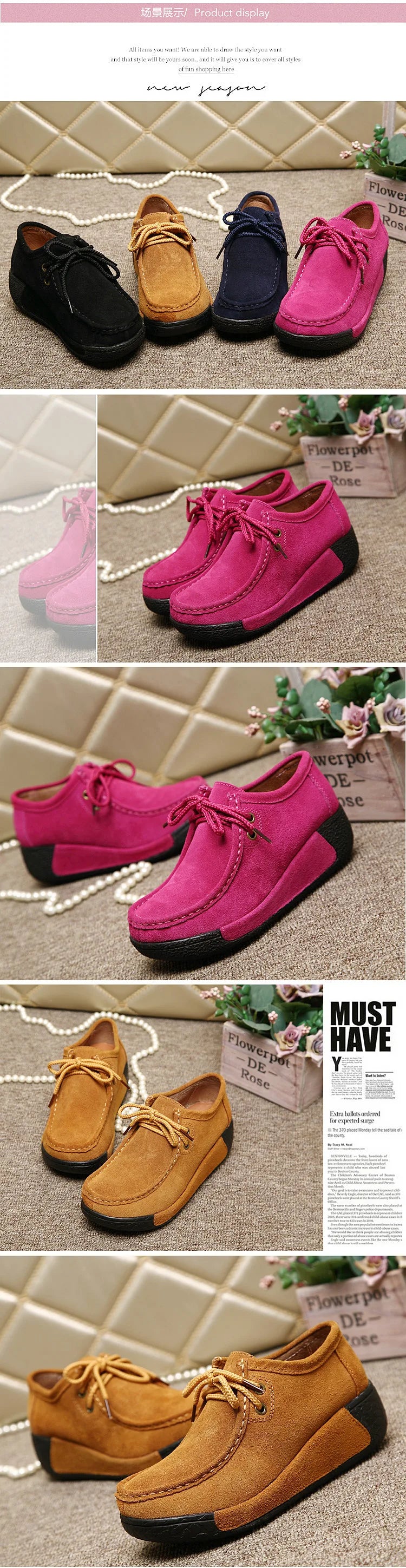 Lace Up Leather Platform Loafers