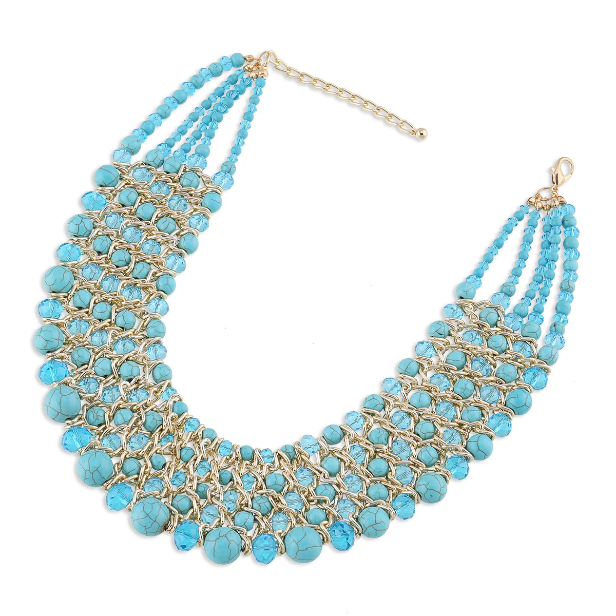 Bohemian Crystal Beaded Statement Necklace for Women