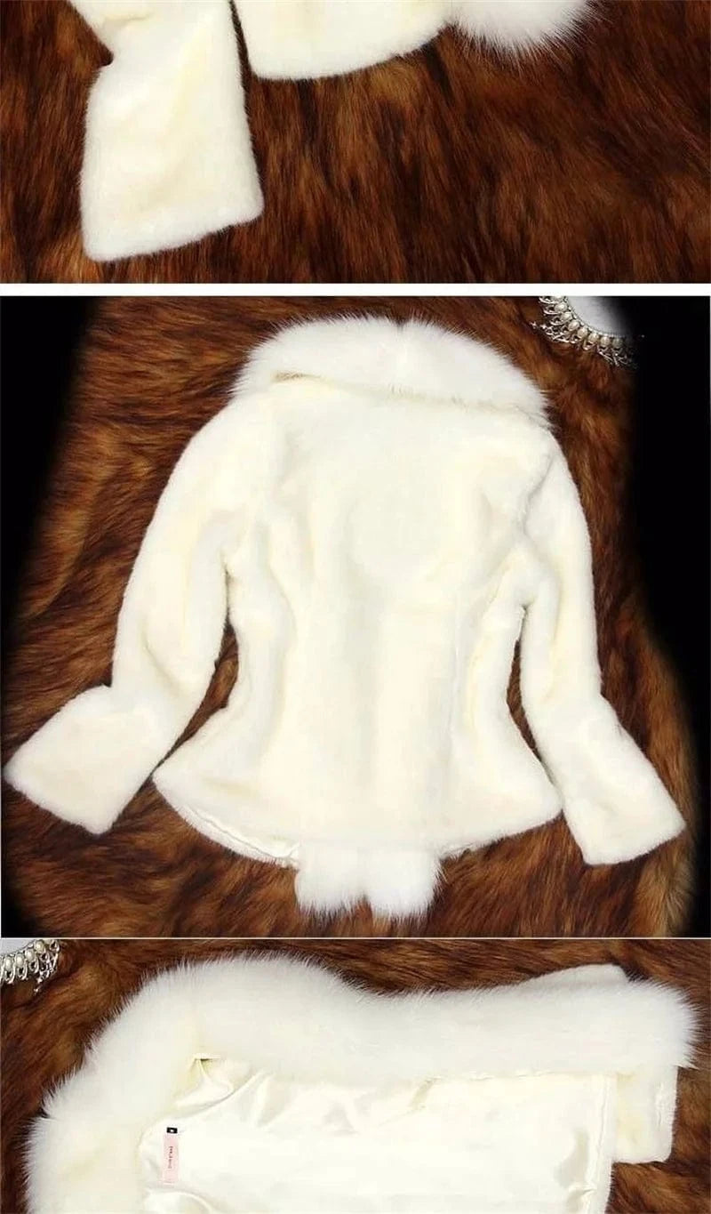 White Faux Fur Coat Women's Short Autumn/Winter 2021 New Imitation Fur Fox Fur Collar Slim Jacket Women Clothes Jacket Female