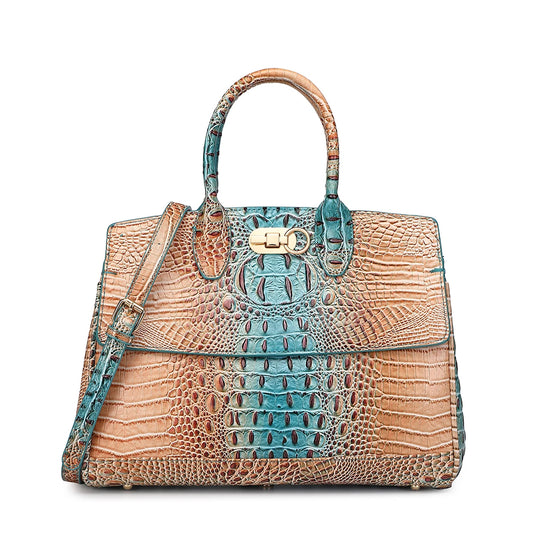 Crocodile Pattern Handbag & Purses Set, Multi-functional Vintage Top Handle Crossbody Bag & Business Clutch Bag & Card Coi