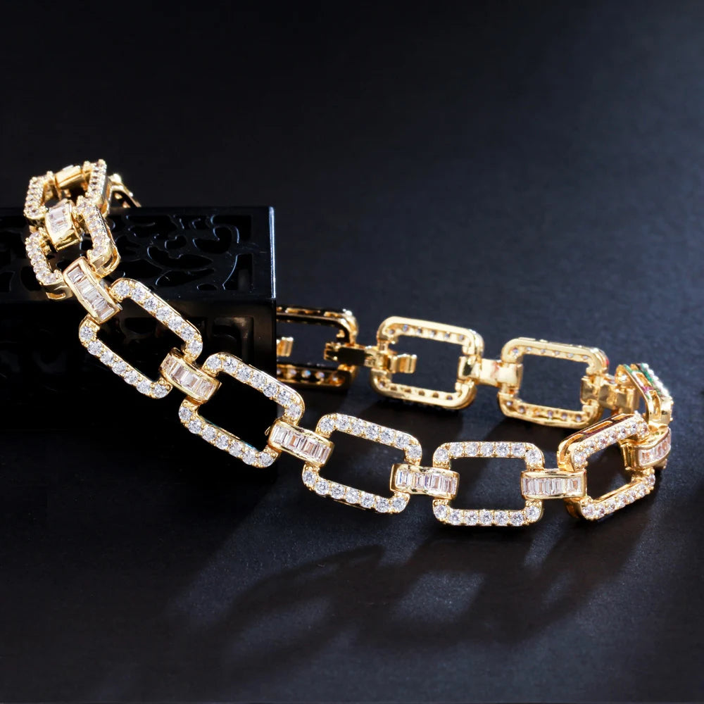 Gold Cubic Zirconia Cuban Link Bracelet