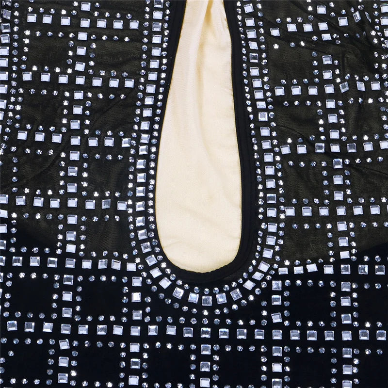 Rhinestone Halter Backless Bodycon Dress for Women