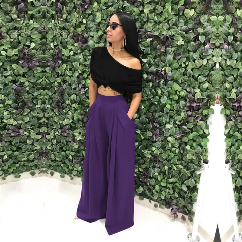 Pleated Front Palazzo Pants