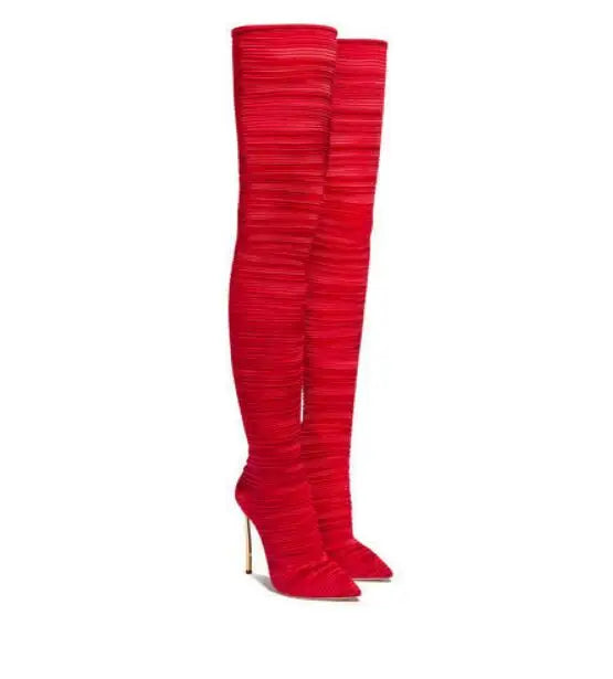 Spiral Pattern Stiletto Over The Knee Boots for Women