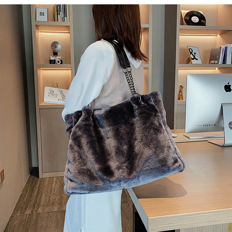 Soft Plush Large Capacity Luxury Shoulder Bag for Women