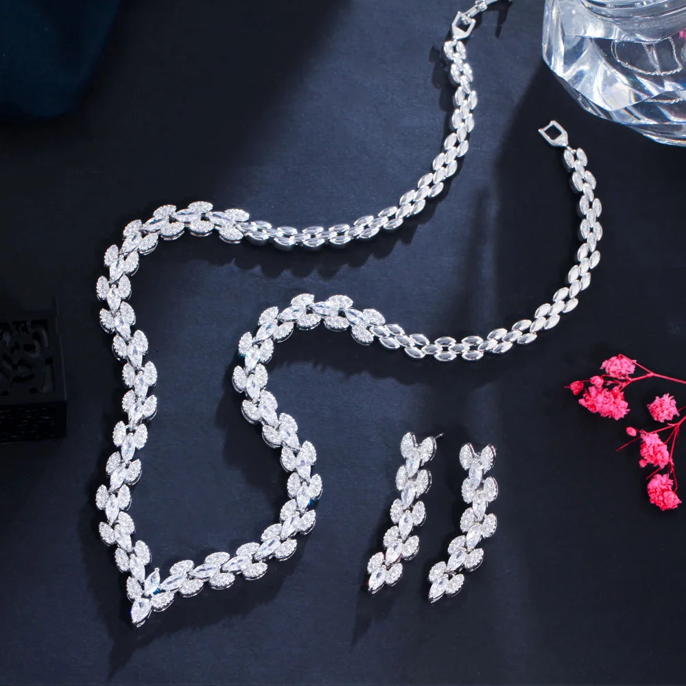 Marquise Leaf Cubic Zirconia Jewelry Set
