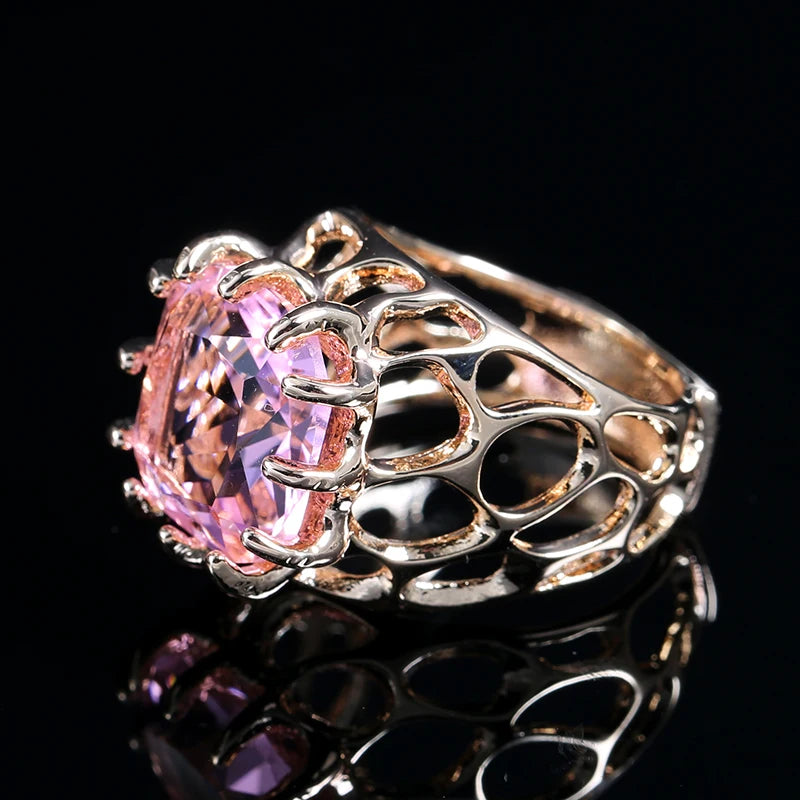 Pink Princess Cut Zircon Ring