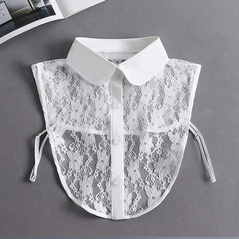 White Fake Collar Shirt Women Shawl Detachable Shirt Collar Lace False Collar Lapel Blouse Women Clothes Accessories Faux Col