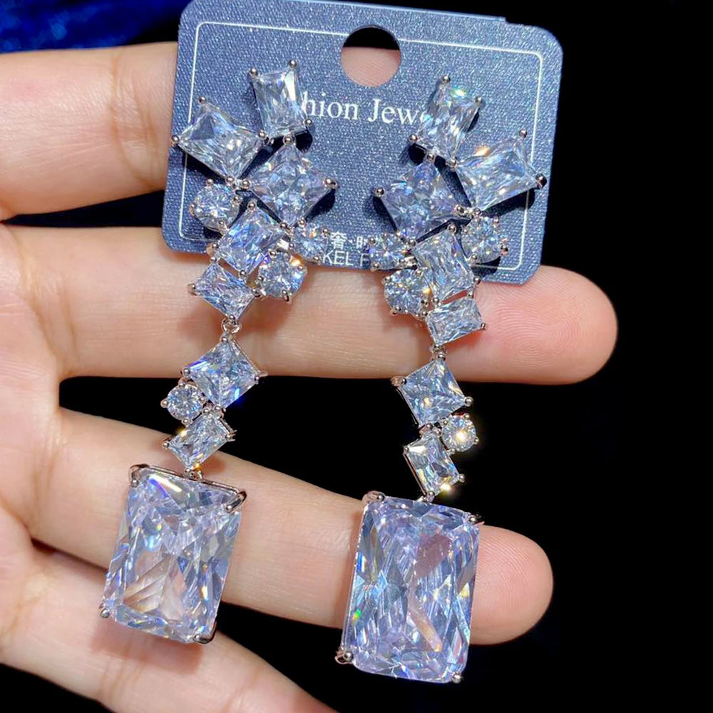 Elegant Geometric Water Drop Crystal Earrings for Women