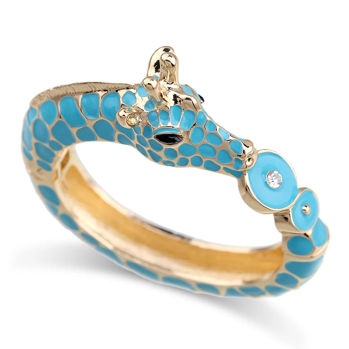 Gold Plated Zebra Enamel Statement Cuff Bracelet for Women