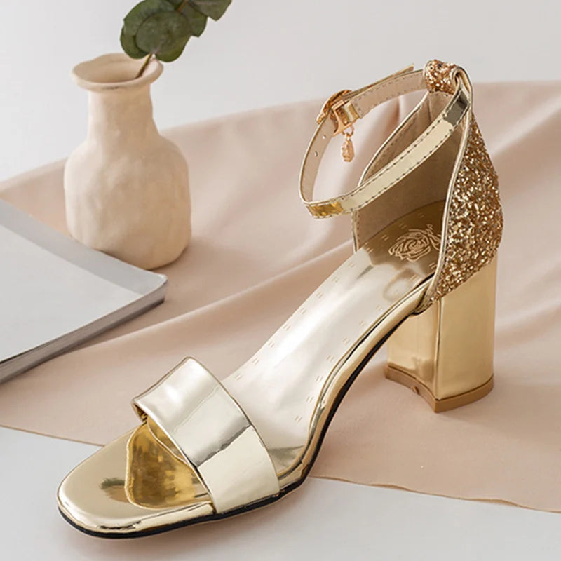 Classic Square Heel Buckle Sandals