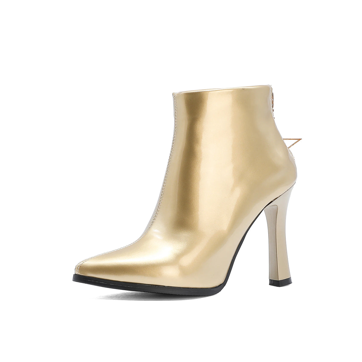 Glossy Patent Leather Zipper Ankle Boots for Women